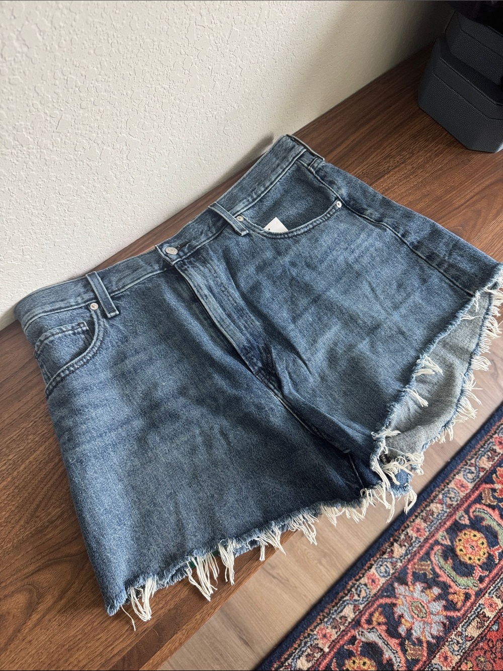 Levi's Distressed Blue Denim Jean Mom Shorts